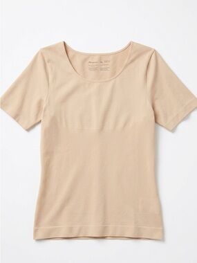 Shapermint Seamless Scoop Short Sleeve Shaping Tee - Beige 3776